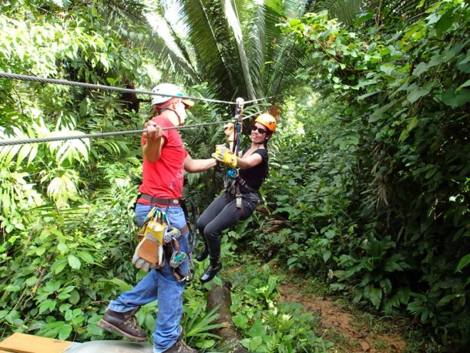 Zip lining in the trees